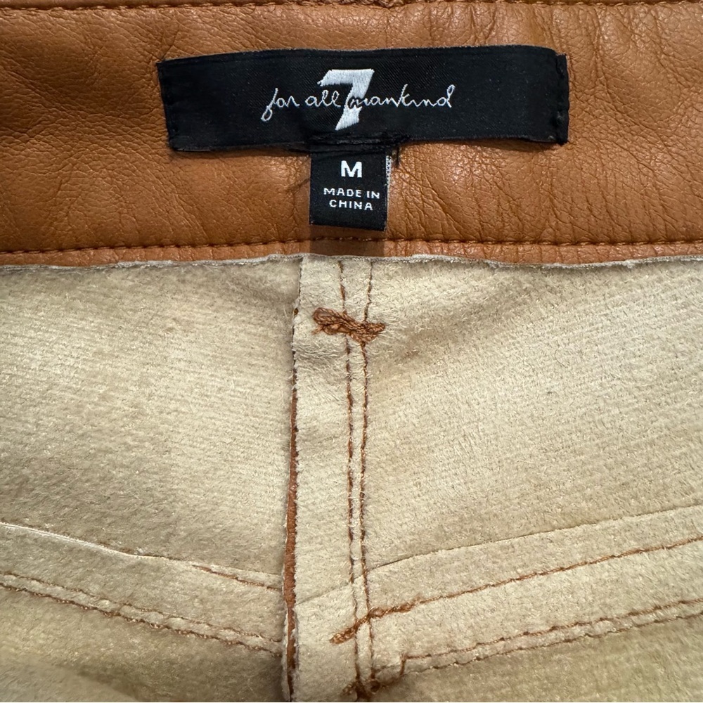 7 For All Mankind Brown Faux Leather Straight Leg Pants - Picture 7 of 11